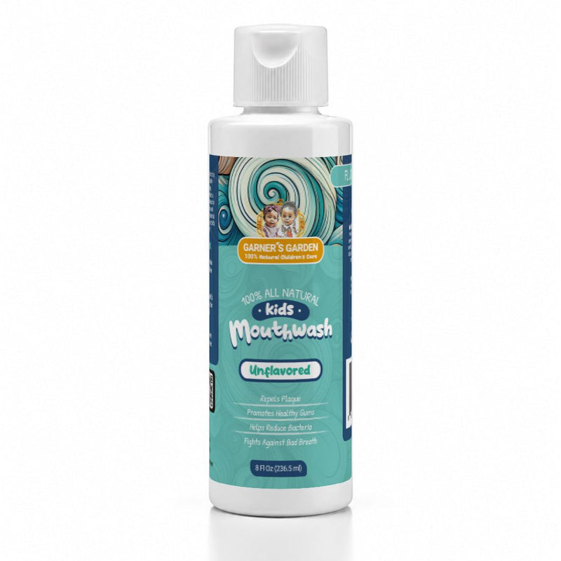 Garner's Garden Kid's Natural Mouthwash | H2O2 | Antibacterial Fluoride-Free Oral Care Light Gray Unflavored / Double pack of 2,Unflavored / Single