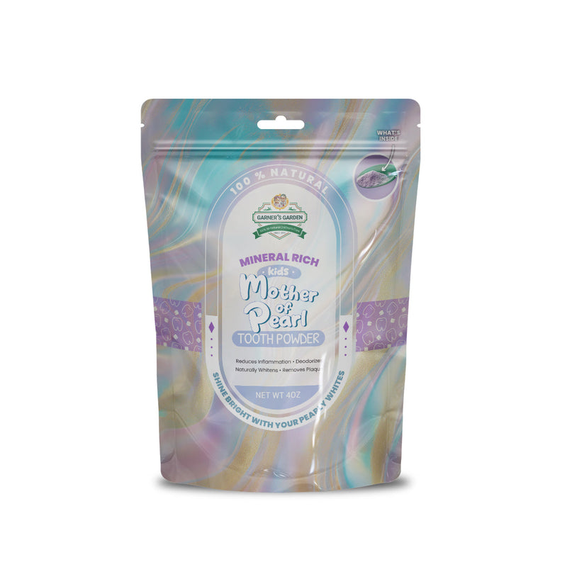 Garner's Garden Mother of Pearl Tooth Powder | Fluoride Free | 100% Natural Oral Care Dark Gray Mother of Pearl Tooth Powder Kids / 4oz