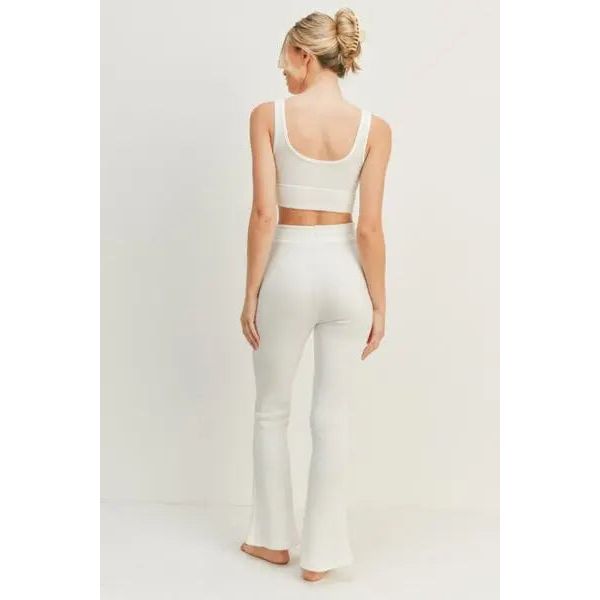 Kimberly C Waffle Tank and High Waist Flare Pants Set