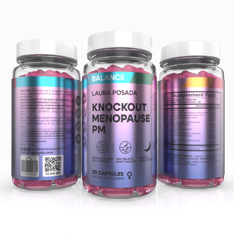 Suplementos Laura Posada by The Brand Atelier Knockout Menopause PM | Alivio Natural para Sudores Nocturnos, Ansiedad y un Sueño Reparador
