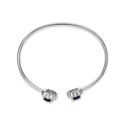 Bids.com Sterling Silver Diamond Accent Created Blue Sapphire Floral Design Bangle Bracelet Bracelets