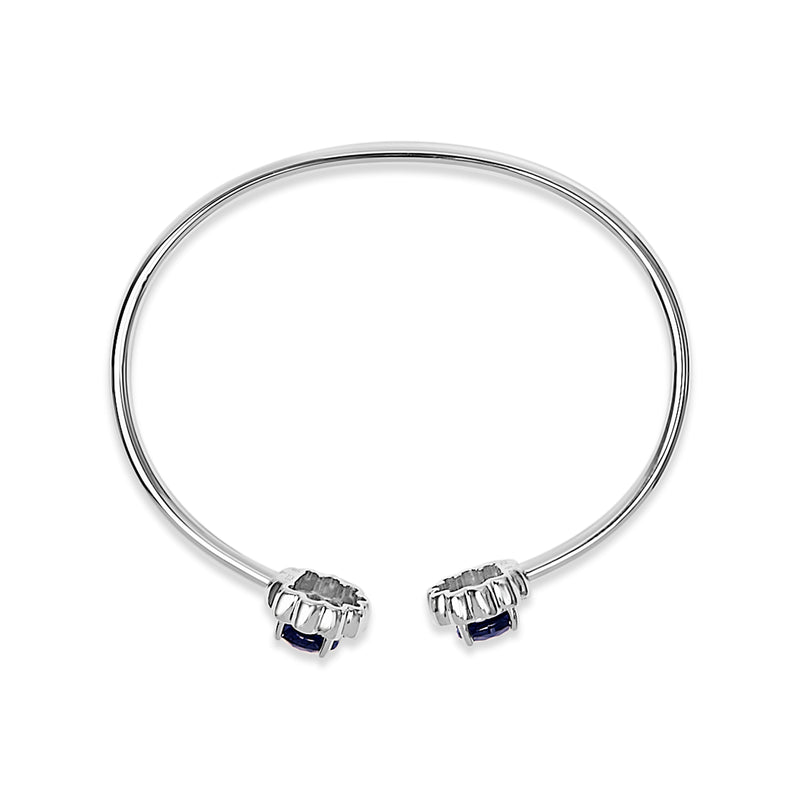 Bids.com Sterling Silver Diamond Accent Created Blue Sapphire Floral Design Bangle Bracelet Bracelets