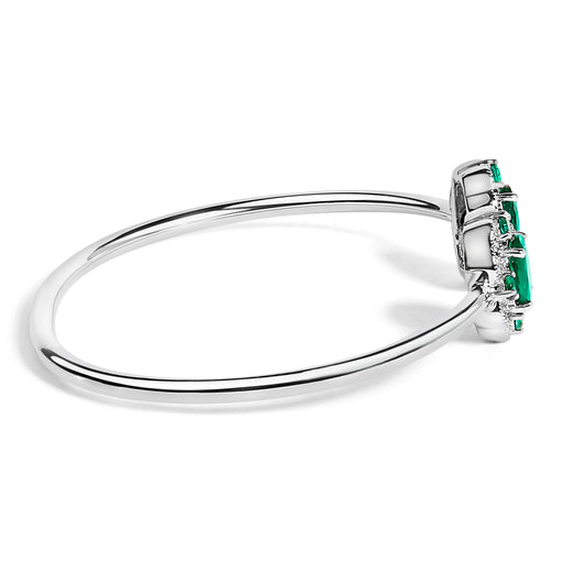 Bids.com Sterling Silver White Topaz and Green Emerald Floral Bangle Bracelet Bracelets