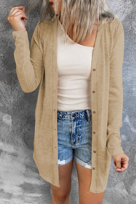 Open-Front Buttons Cardigan