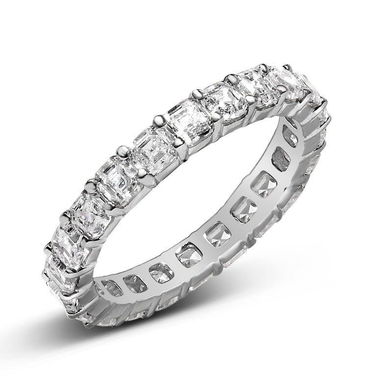Bids.com 14K White Gold 2 1/3 Cttw Asscher Cut Lab Grown Diamond Eternity Band Ring (E-F Color, VS1-VS2 Clarity) - Ring Size 5.5 Rings