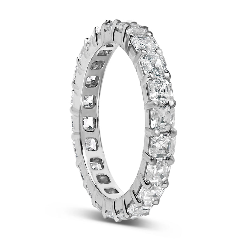 Bids.com 14K White Gold 2 1/3 Cttw Asscher Cut Lab Grown Diamond Eternity Band Ring (E-F Color, VS1-VS2 Clarity) - Ring Size 5.5 Rings