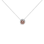 Bids.com 14K White Gold 2 3/8 Cttw Lab Grown Pink Diamond Solitaire with Halo Pendant Necklace - 17" Inches Necklaces