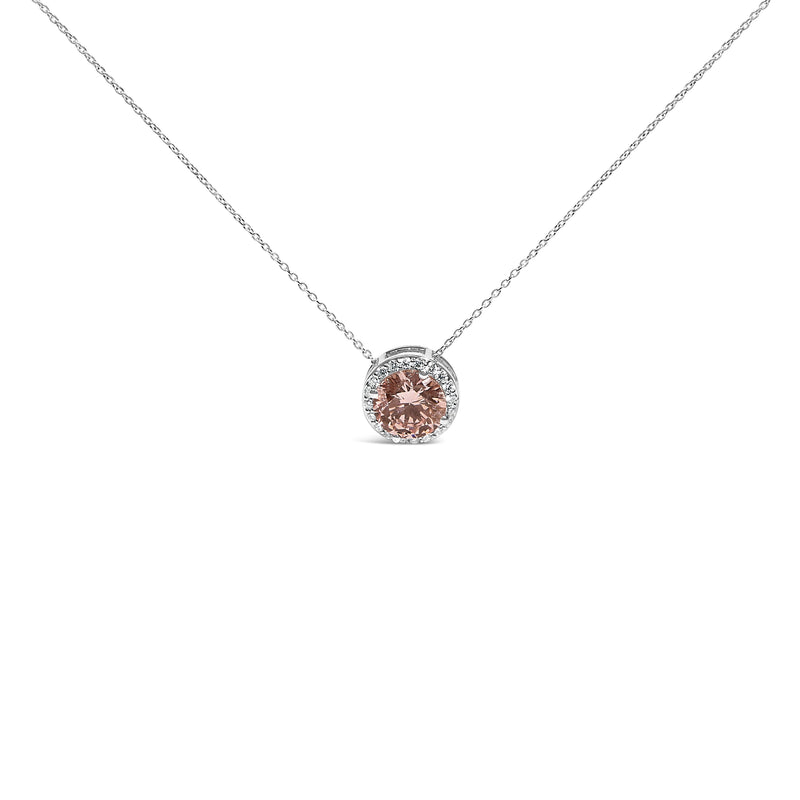 Bids.com 14K White Gold 2 3/8 Cttw Lab Grown Pink Diamond Solitaire with Halo Pendant Necklace - 17" Inches Necklaces