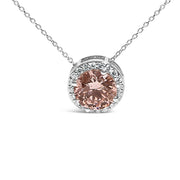 Bids.com 14K White Gold 2 3/8 Cttw Lab Grown Pink Diamond Solitaire with Halo Pendant Necklace - 17" Inches Necklaces