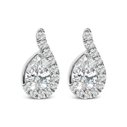 Bids.com 14K White Gold 5/8 Cttw Lab Grown Diamond Tear Drop Halo Stud Earring Earrings