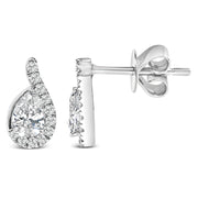 Bids.com 14K White Gold 5/8 Cttw Lab Grown Diamond Tear Drop Halo Stud Earring Earrings