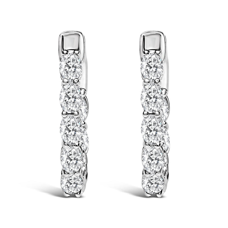 Bids.com 14K White Gold 2 3/4 Cttw Oval Cut Lab Grown Diamond Inside Out Hoop Earrings Earrings