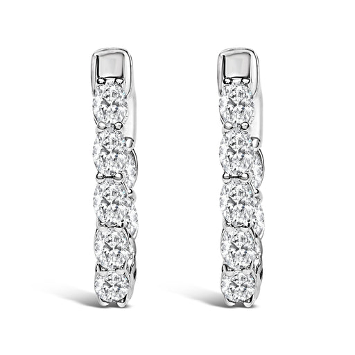Bids.com 14K White Gold 2 3/4 Cttw Oval Cut Lab Grown Diamond Inside Out Hoop Earrings Earrings