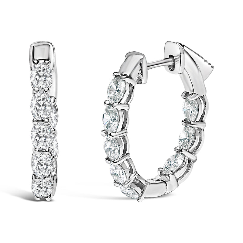 Bids.com 14K White Gold 2 3/4 Cttw Oval Cut Lab Grown Diamond Inside Out Hoop Earrings Earrings