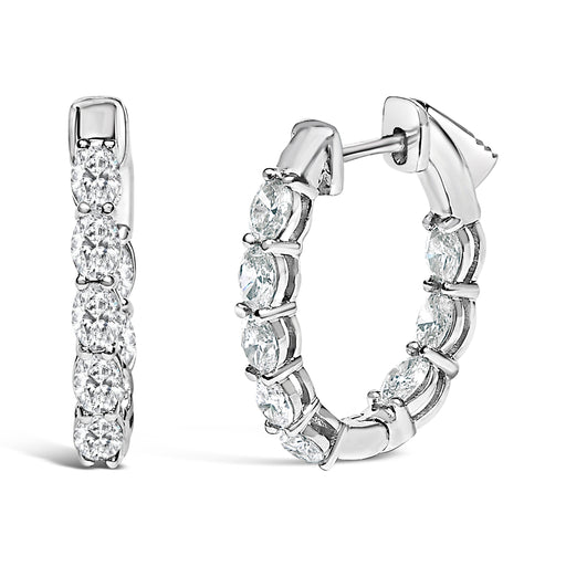 Bids.com 14K White Gold 2 3/4 Cttw Oval Cut Lab Grown Diamond Inside Out Hoop Earrings Earrings
