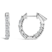 Bids.com 14K White Gold 2 3/4 Cttw Oval Cut Lab Grown Diamond Inside Out Hoop Earrings Earrings