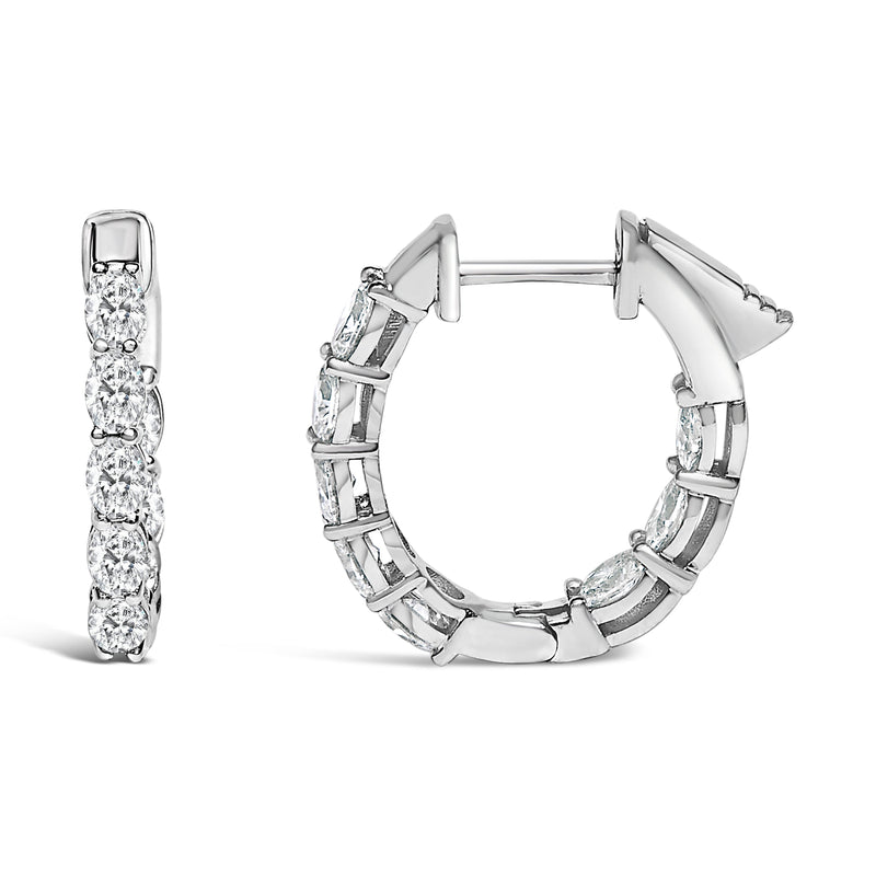Bids.com 14K White Gold 2 3/4 Cttw Oval Cut Lab Grown Diamond Inside Out Hoop Earrings Earrings