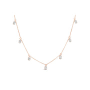 Bids.com 14K Rose Gold 1 3/8 Cttw Oval Lab Grown Diamond Dangle Station Necklace - 17" Inches Necklaces