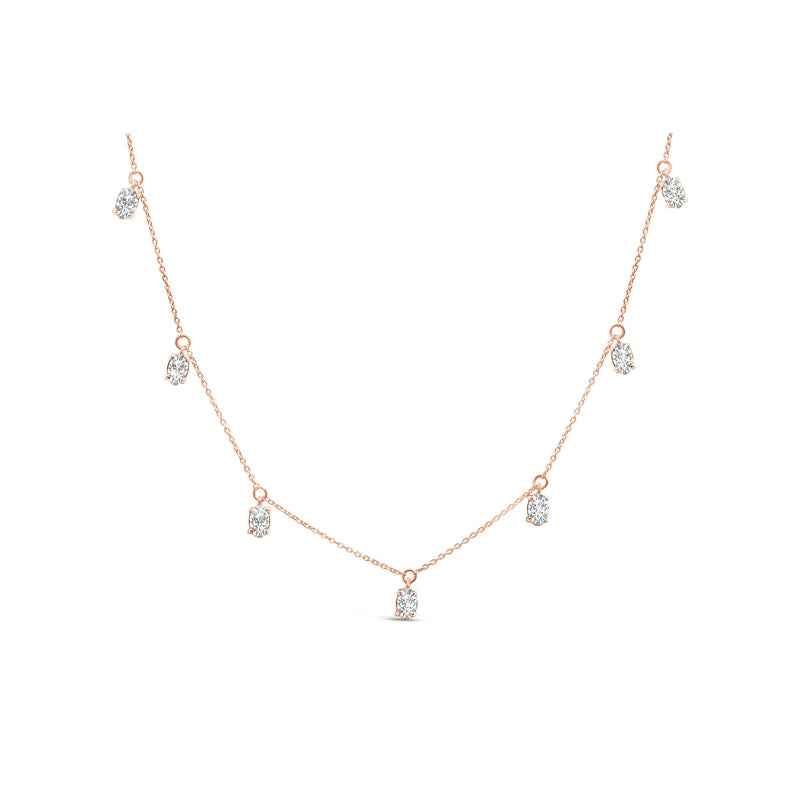 Bids.com 14K Rose Gold 1 3/8 Cttw Oval Lab Grown Diamond Dangle Station Necklace - 17" Inches Necklaces