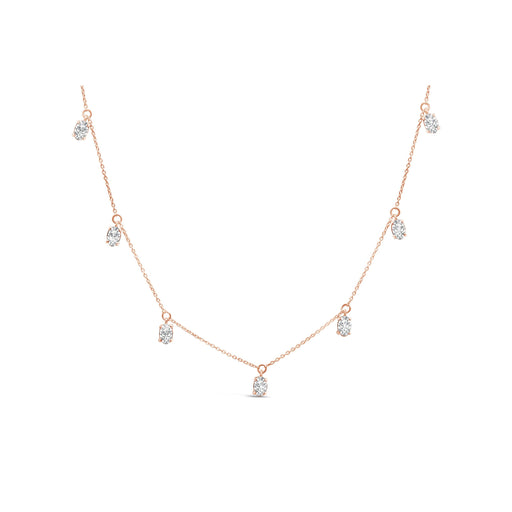 Bids.com 14K Rose Gold 1 3/8 Cttw Oval Lab Grown Diamond Dangle Station Necklace - 17" Inches Necklaces