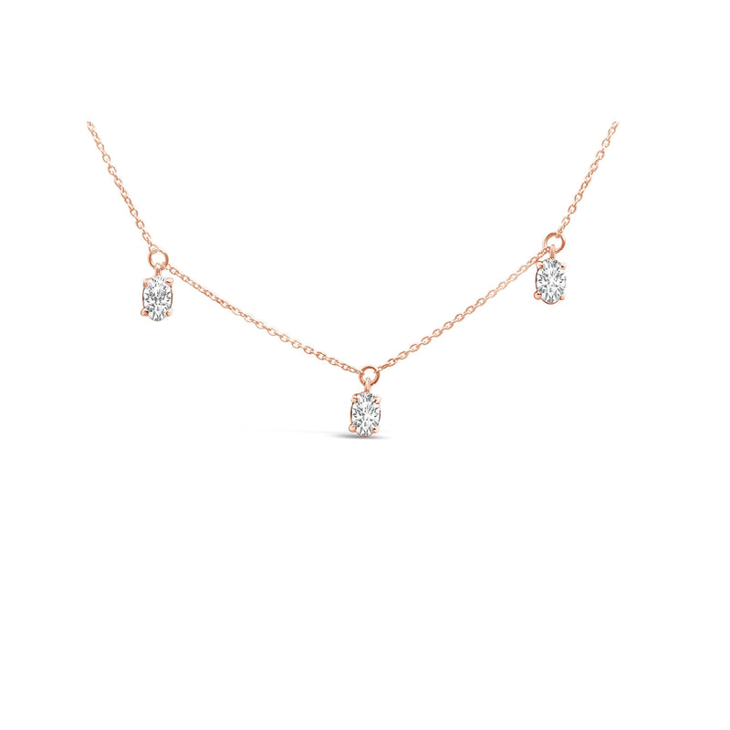 Bids.com 14K Rose Gold 1 3/8 Cttw Oval Lab Grown Diamond Dangle Station Necklace - 17" Inches Necklaces