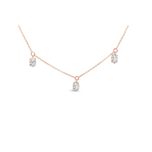 Bids.com 14K Rose Gold 1 3/8 Cttw Oval Lab Grown Diamond Dangle Station Necklace - 17" Inches Necklaces