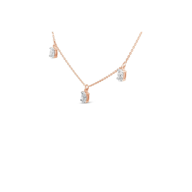 Bids.com 14K Rose Gold 1 3/8 Cttw Oval Lab Grown Diamond Dangle Station Necklace - 17" Inches Necklaces