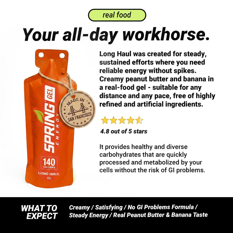 myspringenergy Peanut Butter And Fruit Gel Any Distance Fuel 140 Kcal - Long Haul Gel White Smoke 1 qty,10 pack,20 pack