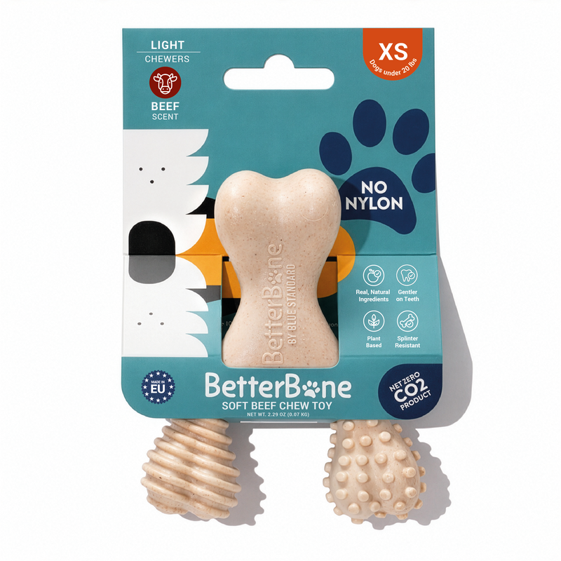BetterBone All Natural Eco-Friendly Dog Chews & Bones BetterBone LIGHT Chew Toy Dog Toys White Smoke Mini / Beef