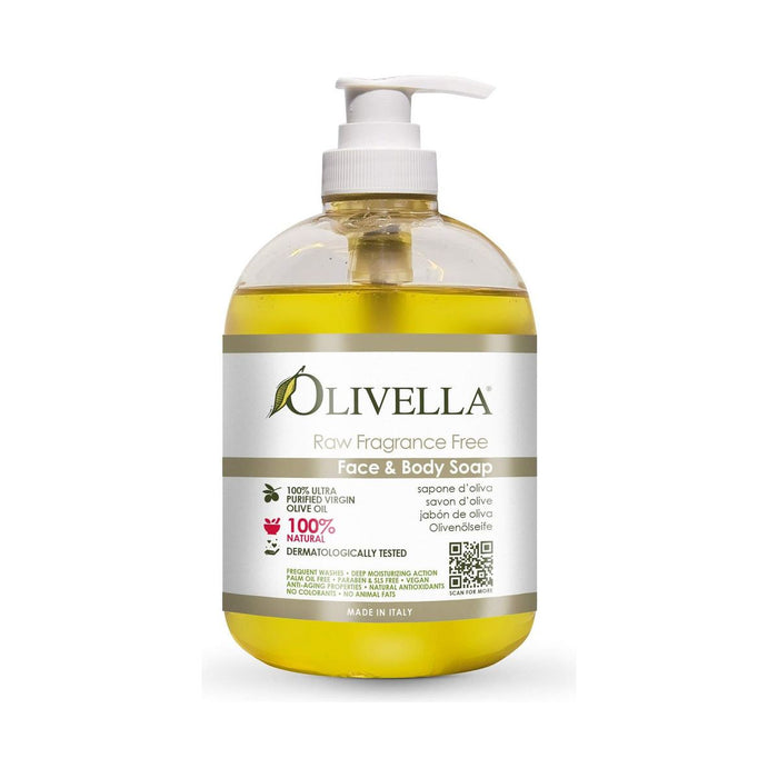 Olivella Raw Fragrance Free All Natural Olive Oil Face & Body Soap 16.9 oz