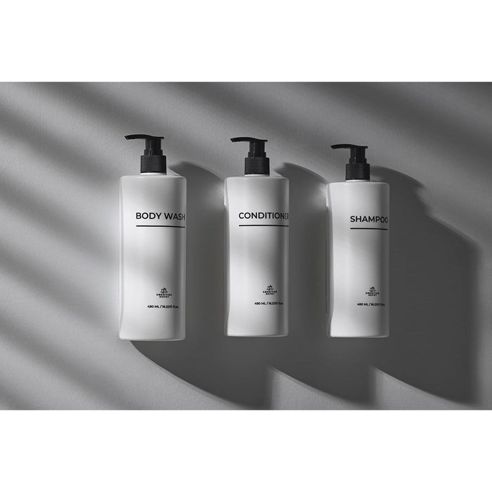 White Label 6 Shampoo & 6 Conditioner, Drill-Free Wall Mount Shower Dispenser (12 Pack, 16.2oz/480ml)