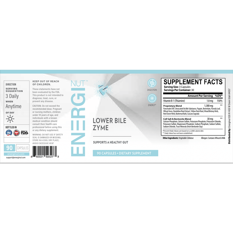 Energi Nutrition Lower Bile Zyme Supplement