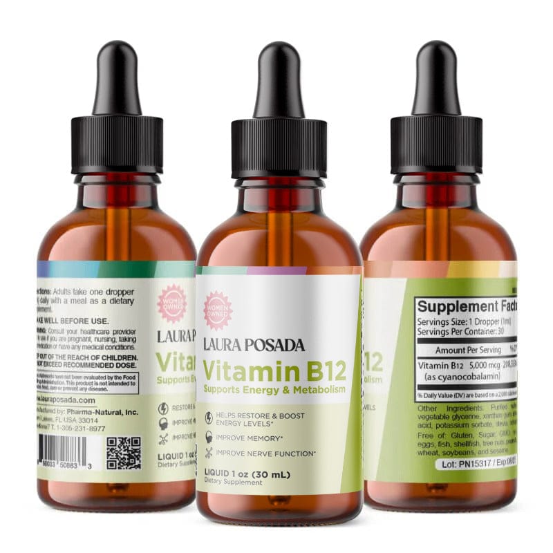 Suplementos Laura Posada by The Brand Atelier Vitamin B12 |  Aumentar la  Energía, Mejora el estado de Animo, Apoya la Memoria