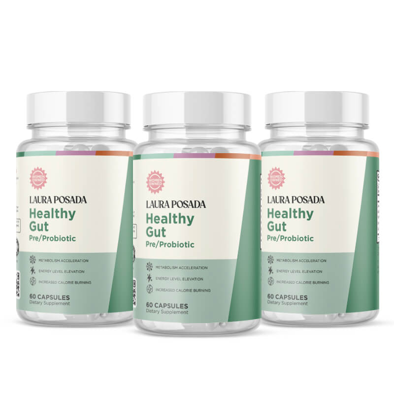 Suplementos Laura Posada by The Brand Atelier Healthy Gut | Pre-Probióticos para Reducir Inflamación y Mejorar Flora Intestinal