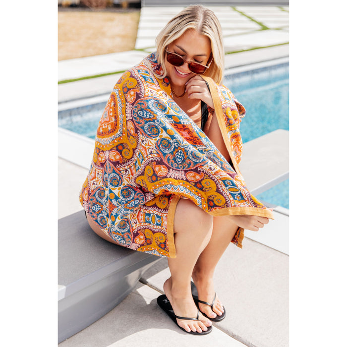 Luxury Beach Towel in Boho Medallions