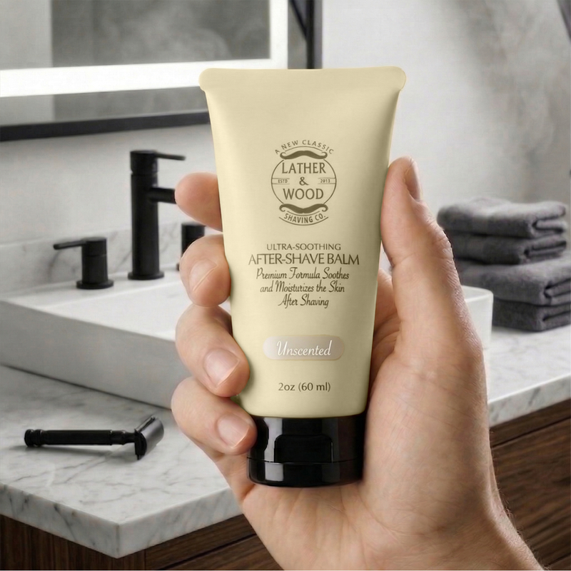 Lather & Wood Shaving Co After-Shave Balm - Unscented Men Grooming, Health