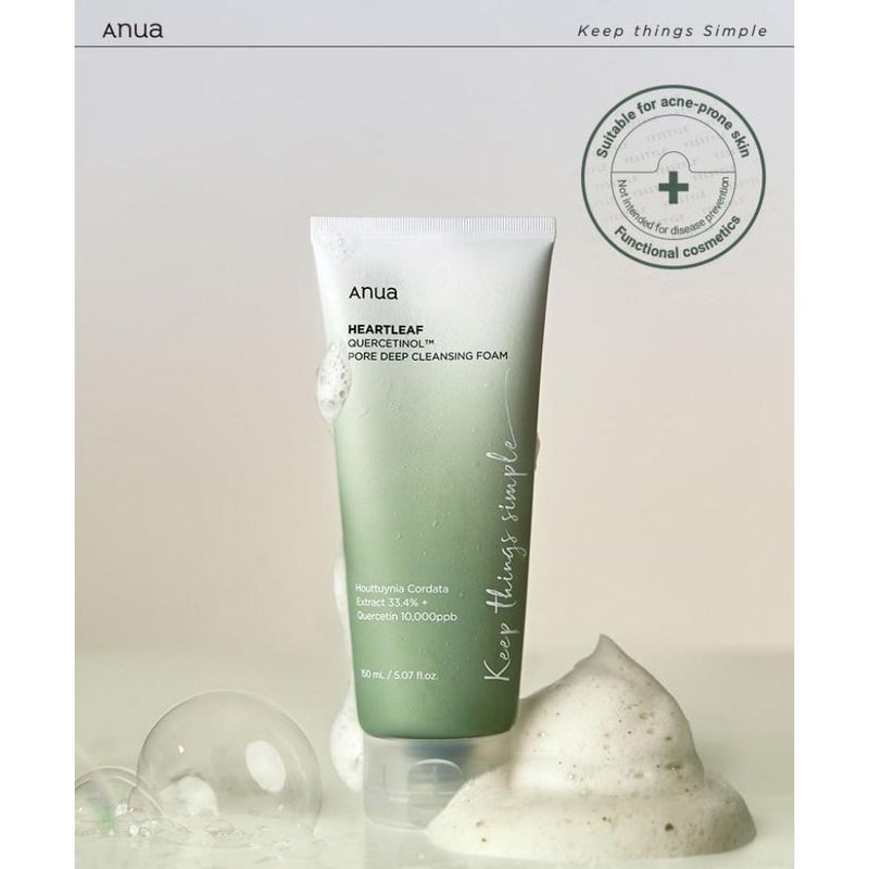 AsiaBeautyMall ANUA Heartleaf Quercetinol Pore Deep Cleansing Foam Face Cleanser