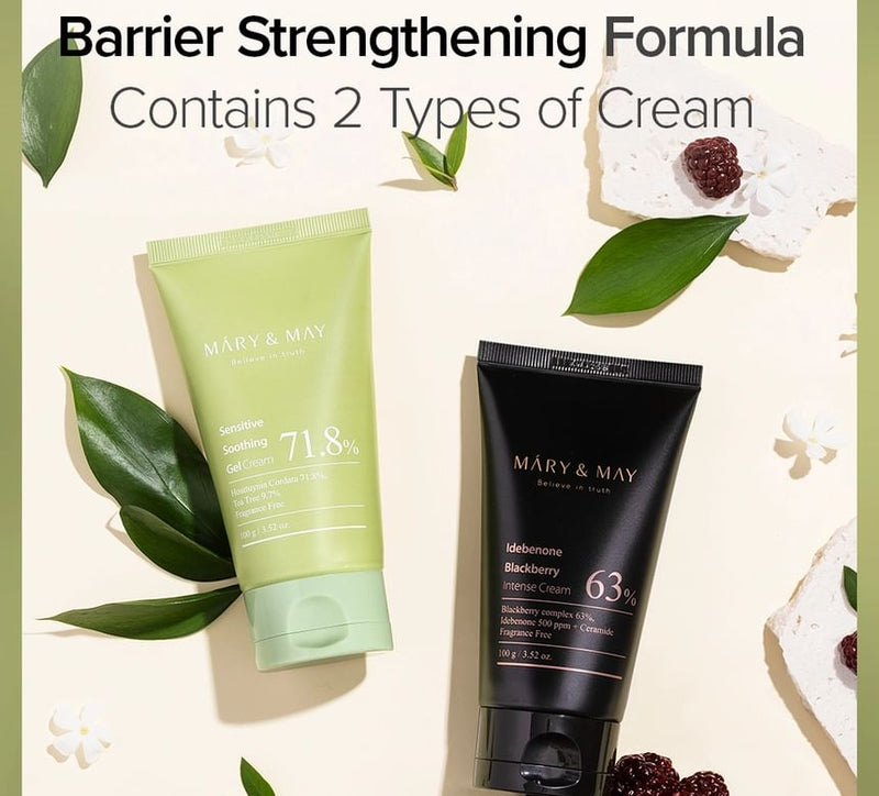 AsiaBeautyMall Mary & May Soothing Gel Cream + Idebenone Blackberry Cream Duo Set Moisturizer Seashell