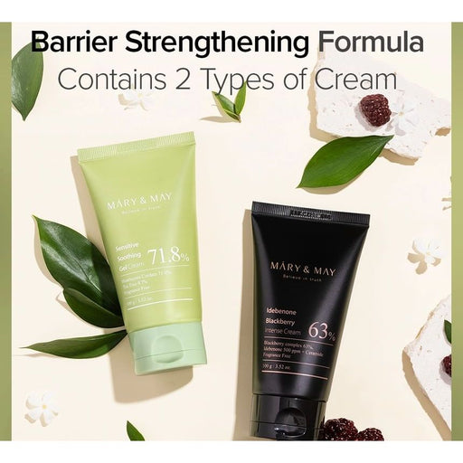 AsiaBeautyMall Mary & May Soothing Gel Cream + Idebenone Blackberry Cream Duo Set Moisturizer Seashell