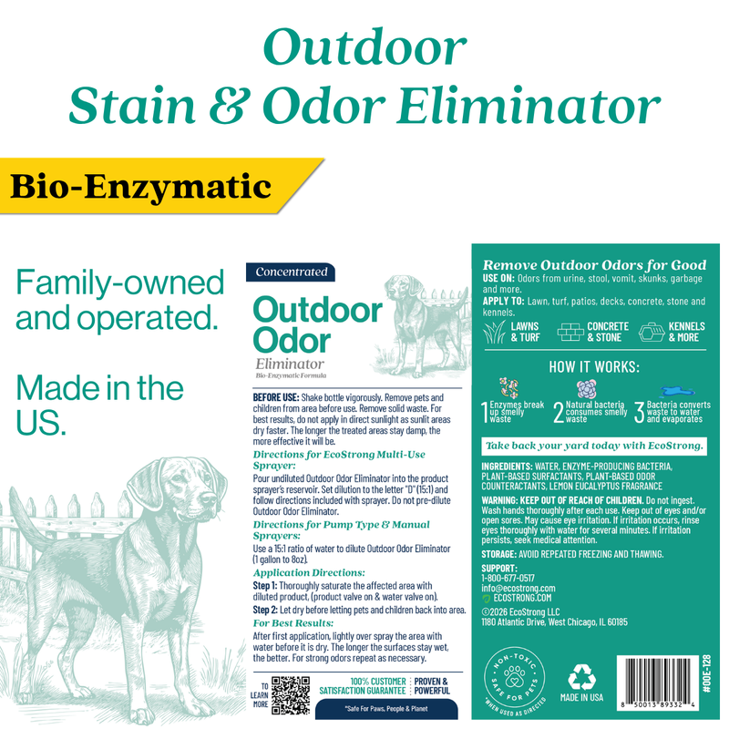 EcoStrong Outdoor Odor Eliminator Pet & Animal > Outdoor Odor White Smoke 1 Gallon Jug and Multi Use Sprayer,1 Gallon Jug,32 oz Sprayer Bottle and 1 Gallon Refill,32 oz Sprayer Bottle,10 x 2 oz Shots and Sprayer Bottle,5 Gallon Pail