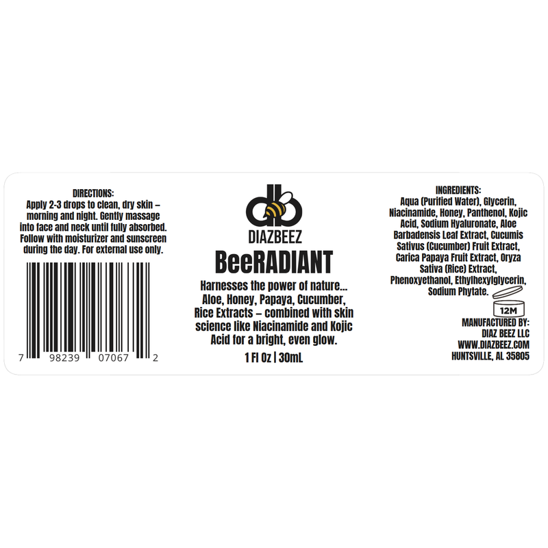 Diaz Beez BeeRADIANT - Honey & Kojic Brightening Serum Face Serum