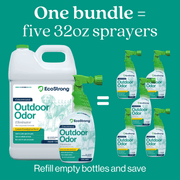 EcoStrong Outdoor Odor Eliminator Pet & Animal > Outdoor Odor Dark Cyan 1 Gallon Jug and Multi Use Sprayer,1 Gallon Jug,32 oz Sprayer Bottle and 1 Gallon Refill,32 oz Sprayer Bottle,10 x 2 oz Shots and Sprayer Bottle,5 Gallon Pail