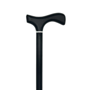 Classy Walking Canes Ladies Black Fritz Handle and Shaft with Silver Collar Walking Cane