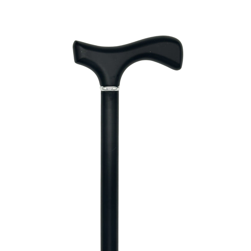 Classy Walking Canes Ladies Black Fritz Handle and Shaft with Silver Collar Walking Cane