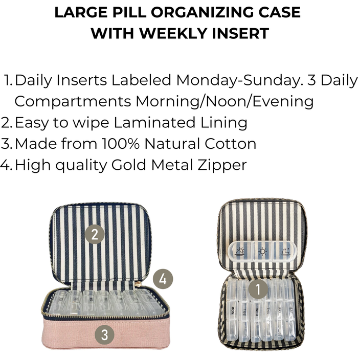 Bag-All - Large Pill Organizing Case With Weekly Insert, Pink/Blush