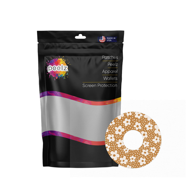 Peelz Caramel Daisies FreeStyle Libre 3 Plus & Lingo  Patch Tape - Pump Peelz Patch Medical Tape