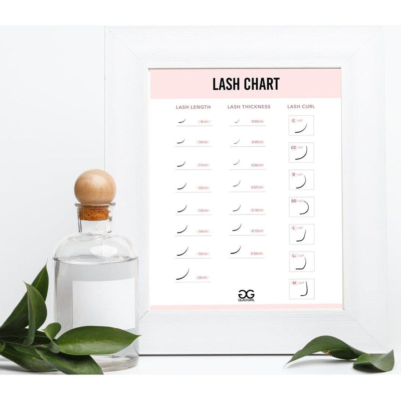 GladGirl Downloadable Lash Chart Poster Marketing