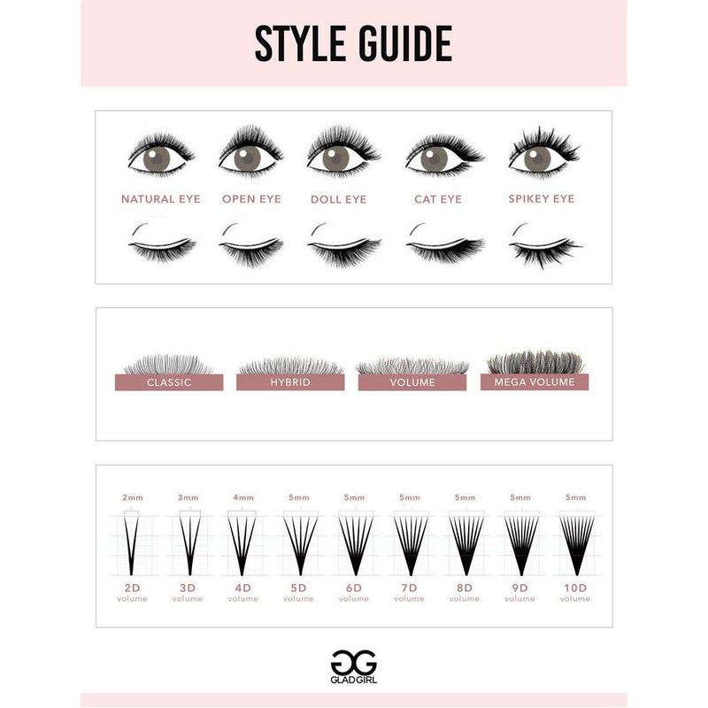 GladGirl Lash Style Guide Poster 8.5" x 11" Marketing