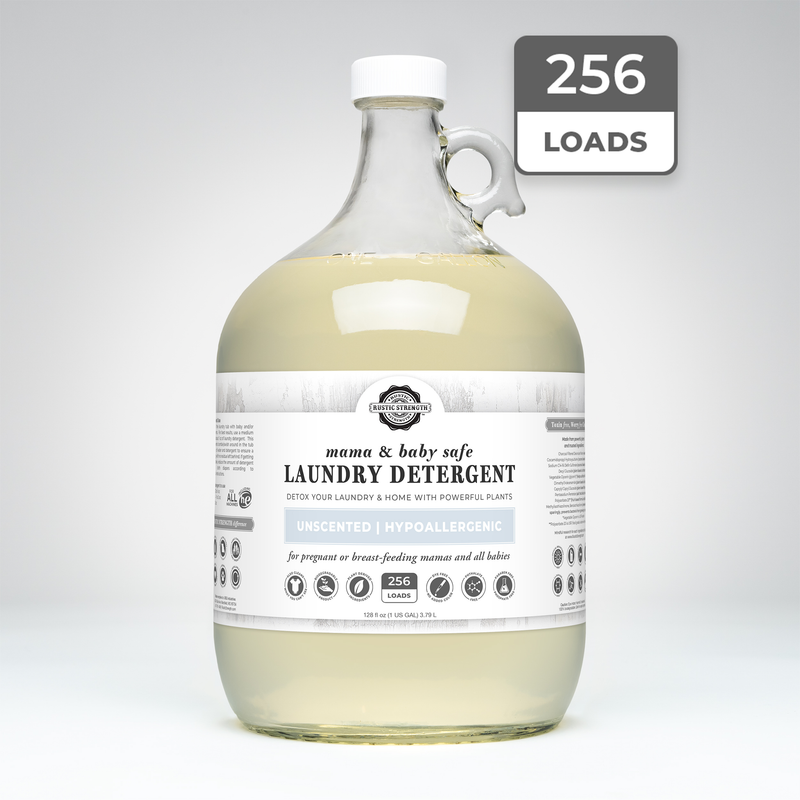 Rustic Strength Laundry Detergent | Mama + Baby Safe Laundry Detergent Lavender 24 oz Glass,Half Gallon Plastic,Half Gallon Glass,Gallon Plastic,Gallon Glass,5 Gallon Eco Jug with Spout,5 Gallon Eco Jug with Pump