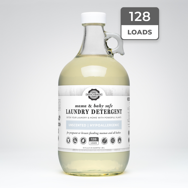 Rustic Strength Laundry Detergent | Mama + Baby Safe Laundry Detergent Lavender 24 oz Glass,Half Gallon Plastic,Half Gallon Glass,Gallon Plastic,Gallon Glass,5 Gallon Eco Jug with Spout,5 Gallon Eco Jug with Pump